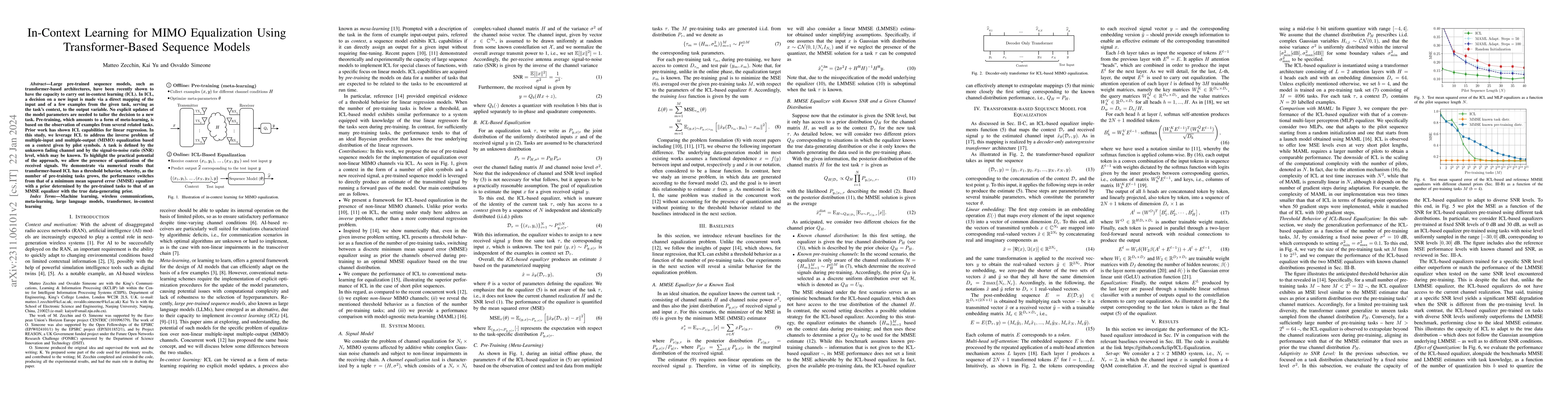 Thumbnail for In-Context Learning for MIMO Equalization Using Transformer-Based
  Sequence Models