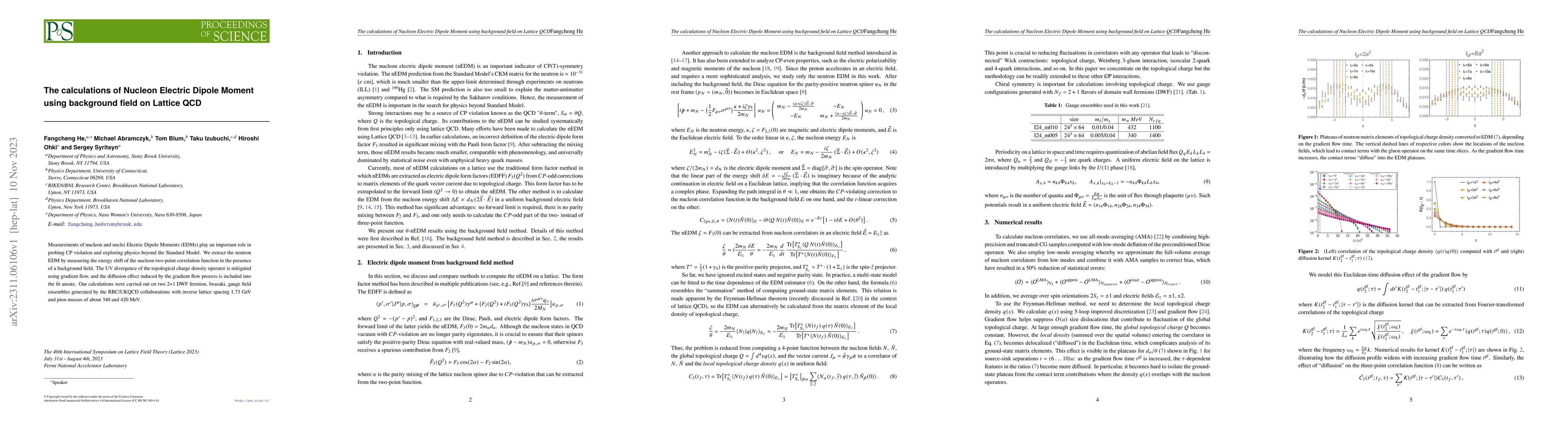 Thumbnail for The calculations of Nucleon Electric Dipole Moment using background
  field on Lattice QCD