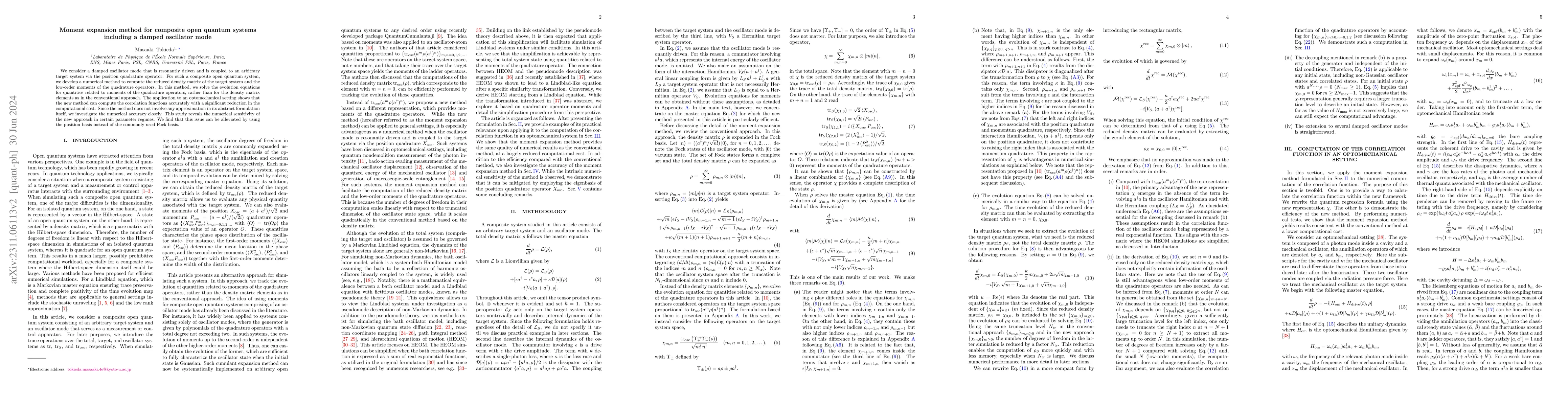 Thumbnail for Moment expansion method for composite open quantum systems including a
  damped oscillator mode