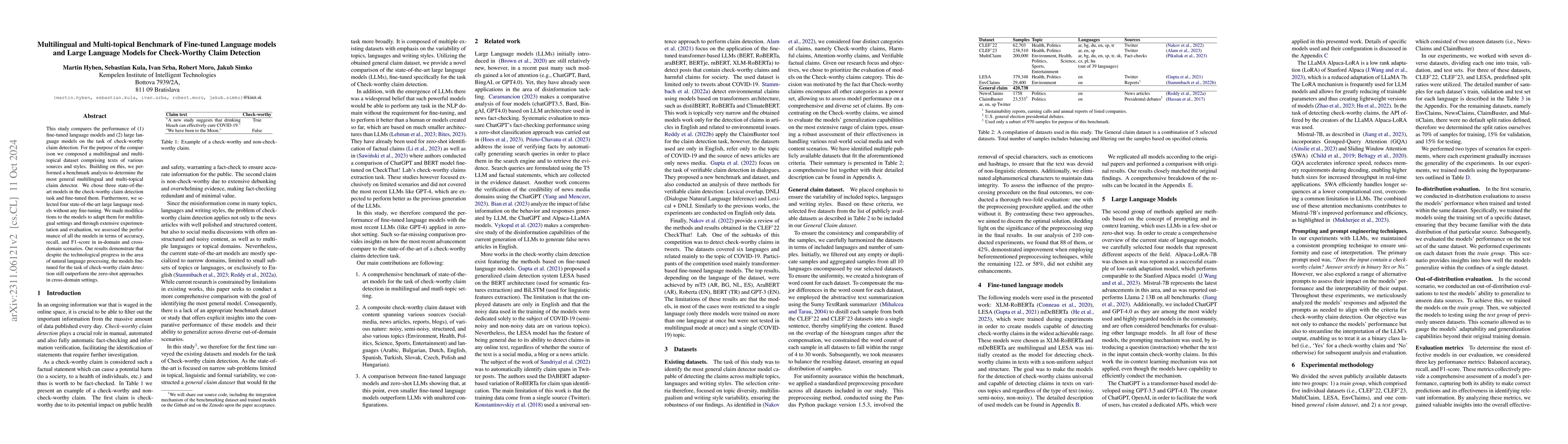 Thumbnail for Is it indeed bigger better? The comprehensive study of claim detection
  LMs applied for disinformation tackling