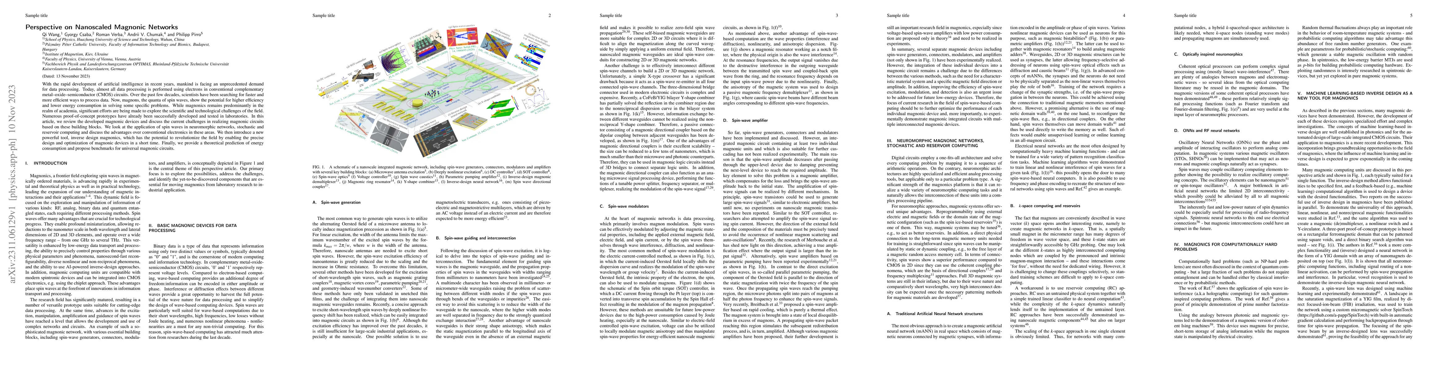 Thumbnail for Perspective on Nanoscaled Magnonic Networks