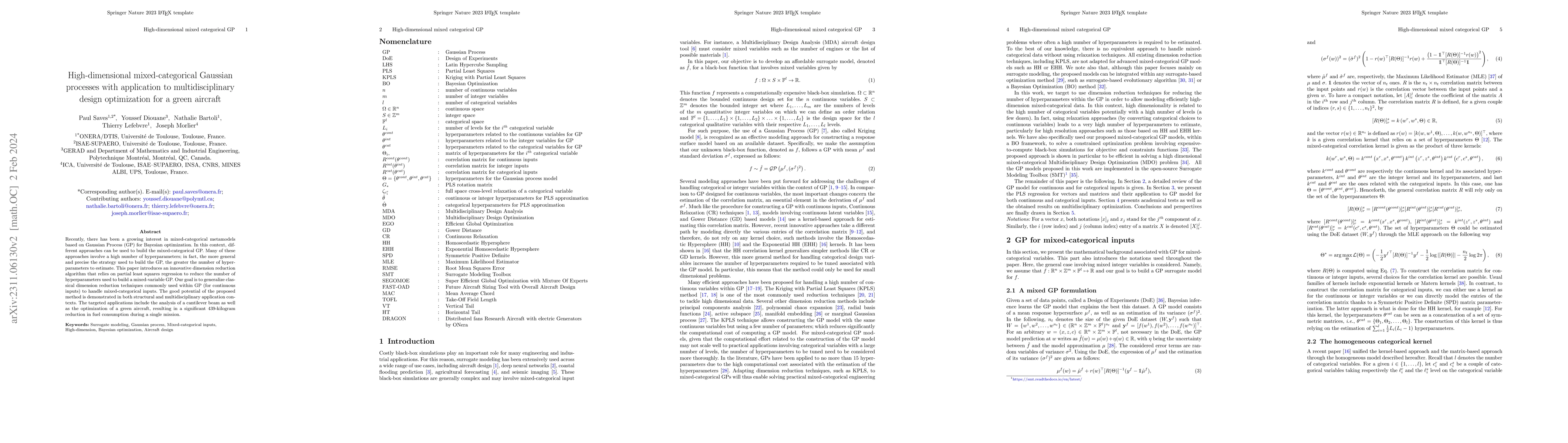 Thumbnail for High-dimensional mixed-categorical Gaussian processes with application
  to multidisciplinary design optimization for a green aircraft
