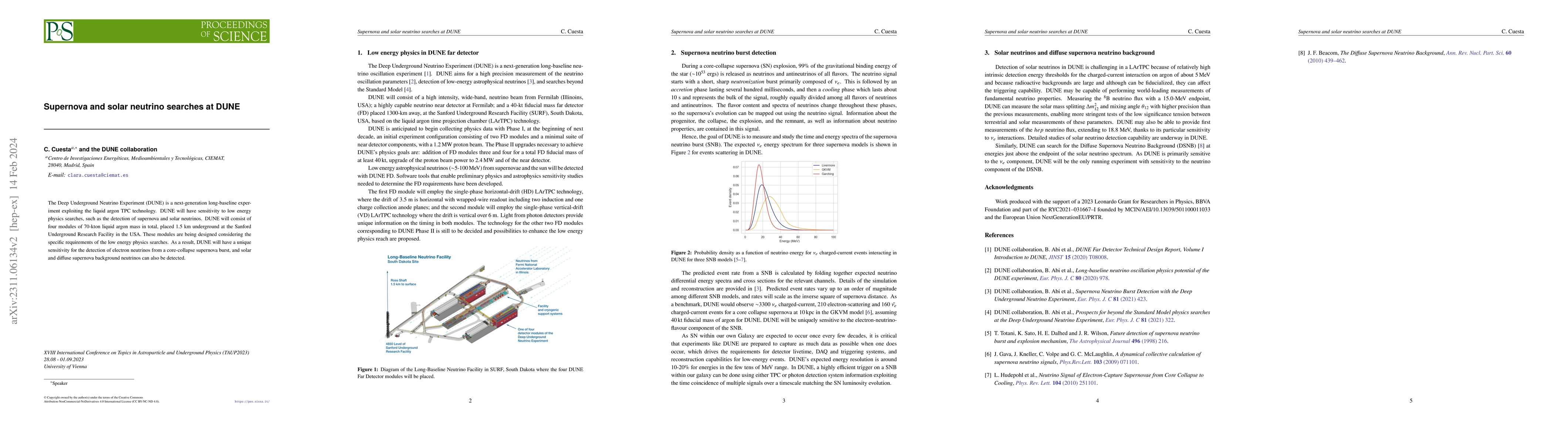 Thumbnail for Supernova and solar neutrino searches at DUNE