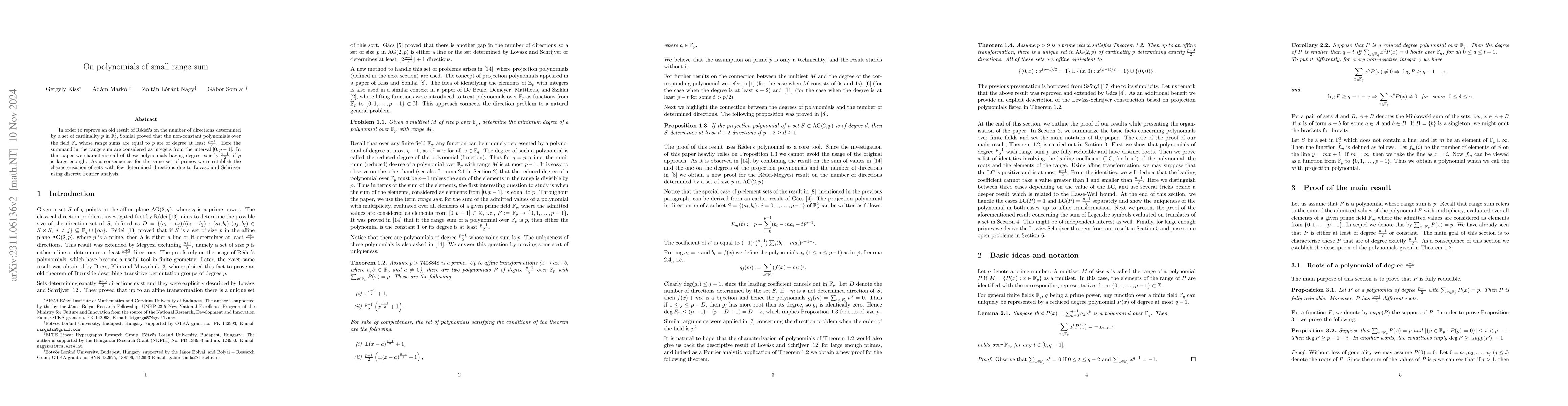 Thumbnail for On polynomials of small range sum