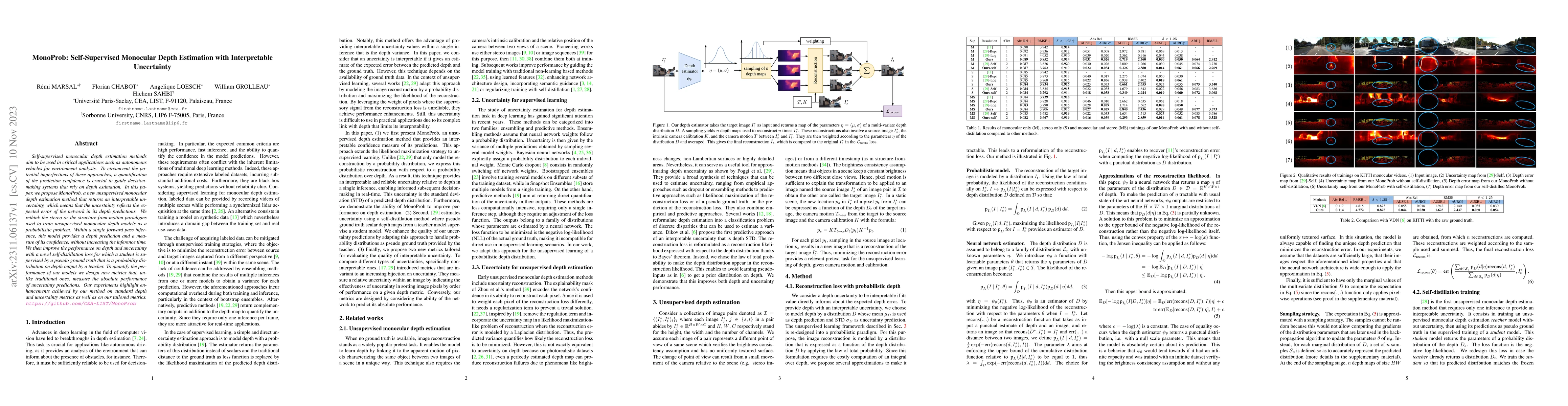 Thumbnail for MonoProb: Self-Supervised Monocular Depth Estimation with Interpretable
  Uncertainty