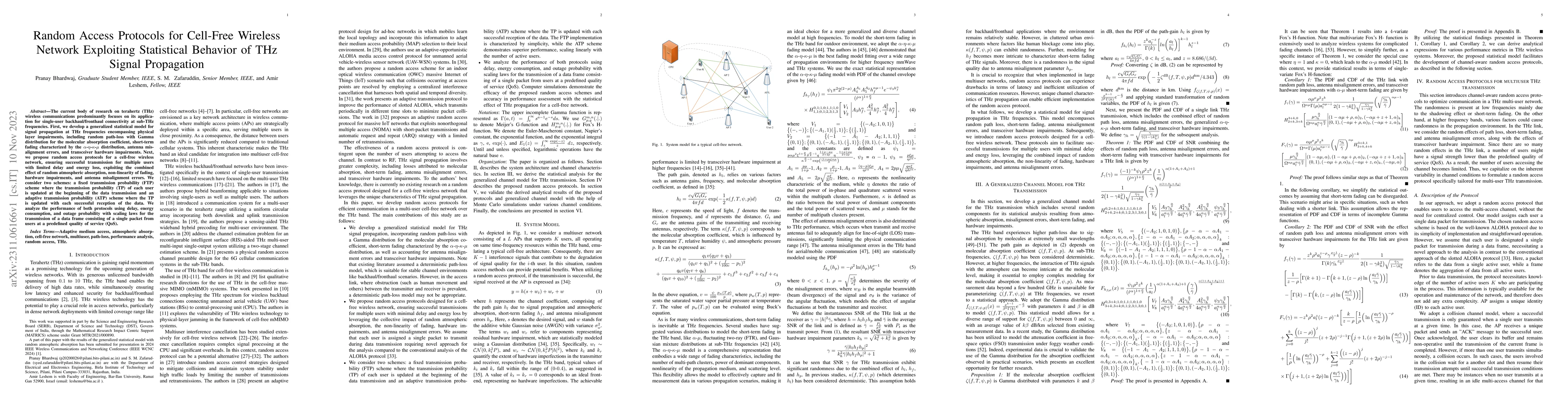 Thumbnail for Random Access Protocols for Cell-Free Wireless Network Exploiting
  Statistical Behavior of THz Signal Propagation