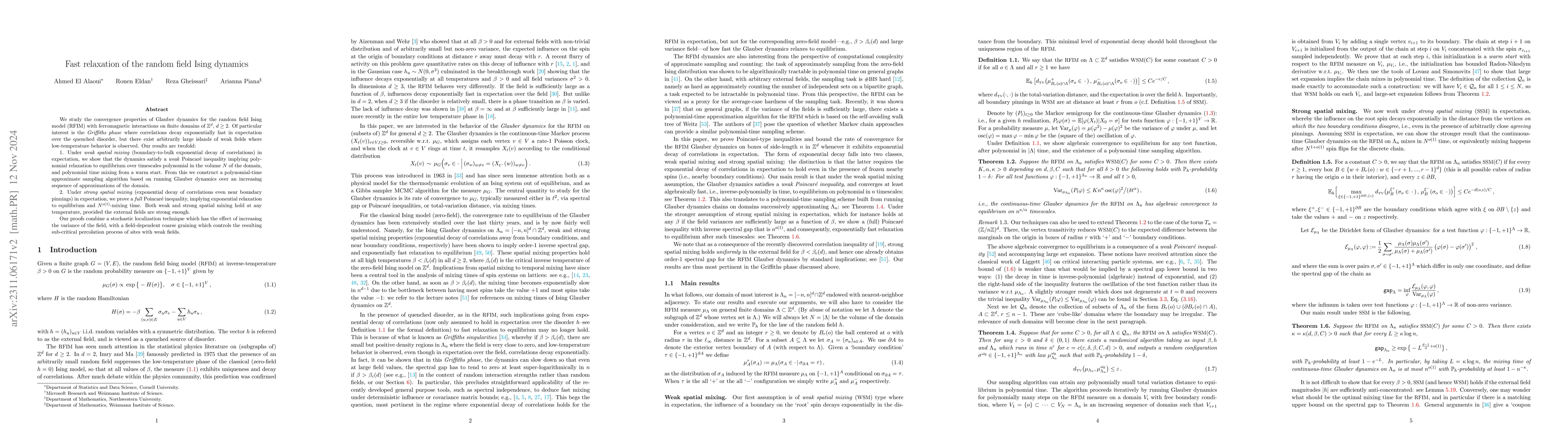 Thumbnail for Fast relaxation of the random field Ising dynamics