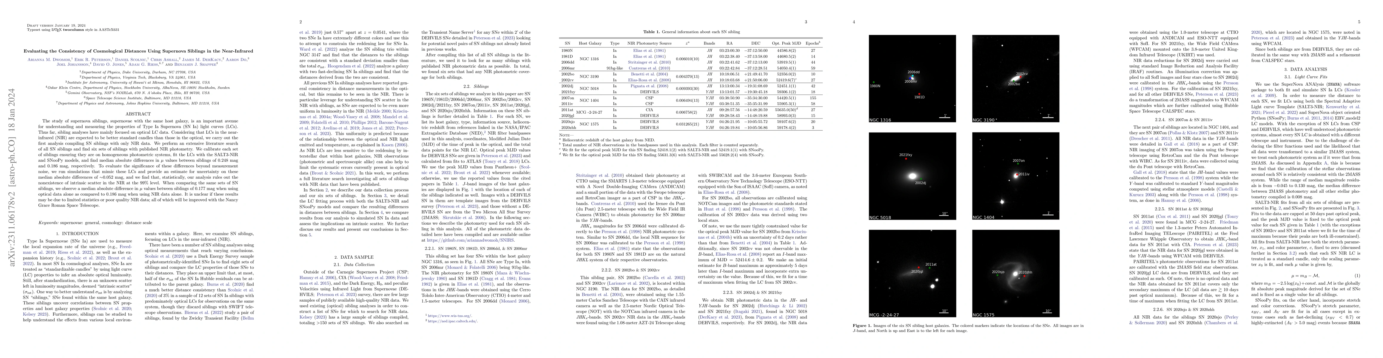 Thumbnail for Evaluating the Consistency of Cosmological Distances Using Supernova
  Siblings in the Near-Infrared