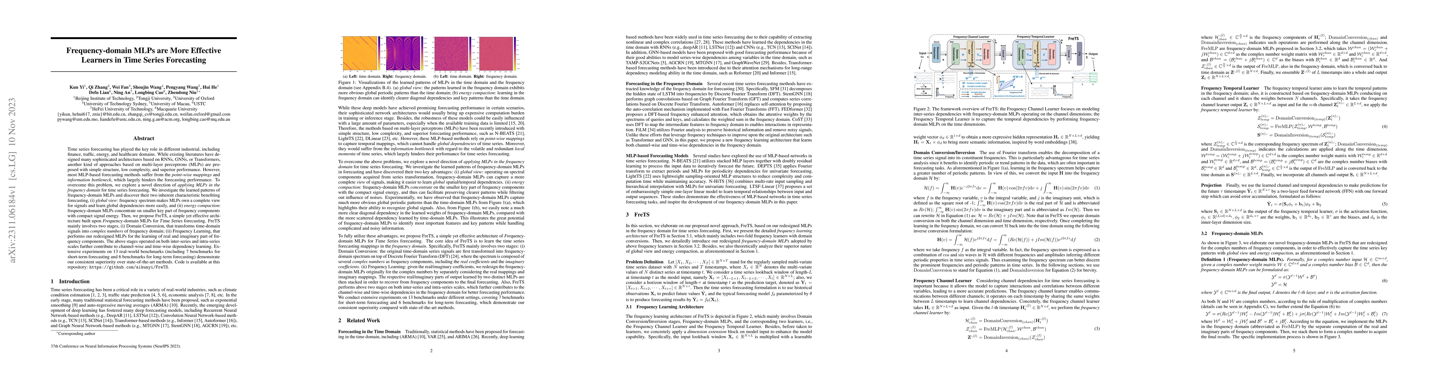 Thumbnail for Frequency-domain MLPs are More Effective Learners in Time Series
  Forecasting