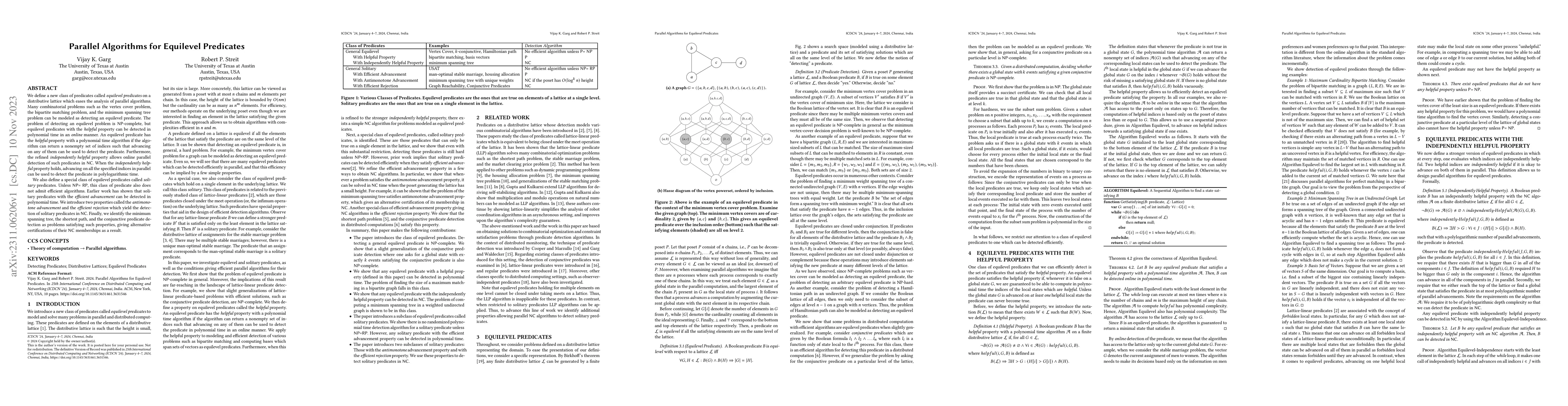Thumbnail for Parallel Algorithms for Equilevel Predicates