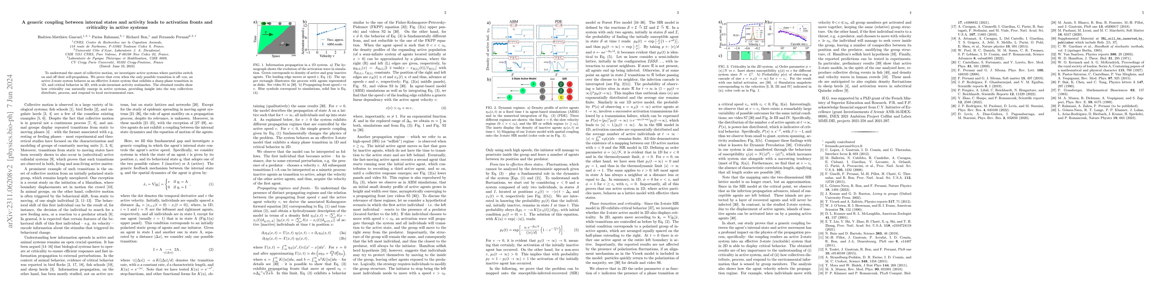 Thumbnail for A generic coupling between internal states and activity leads to
  activation fronts and criticality in active systems