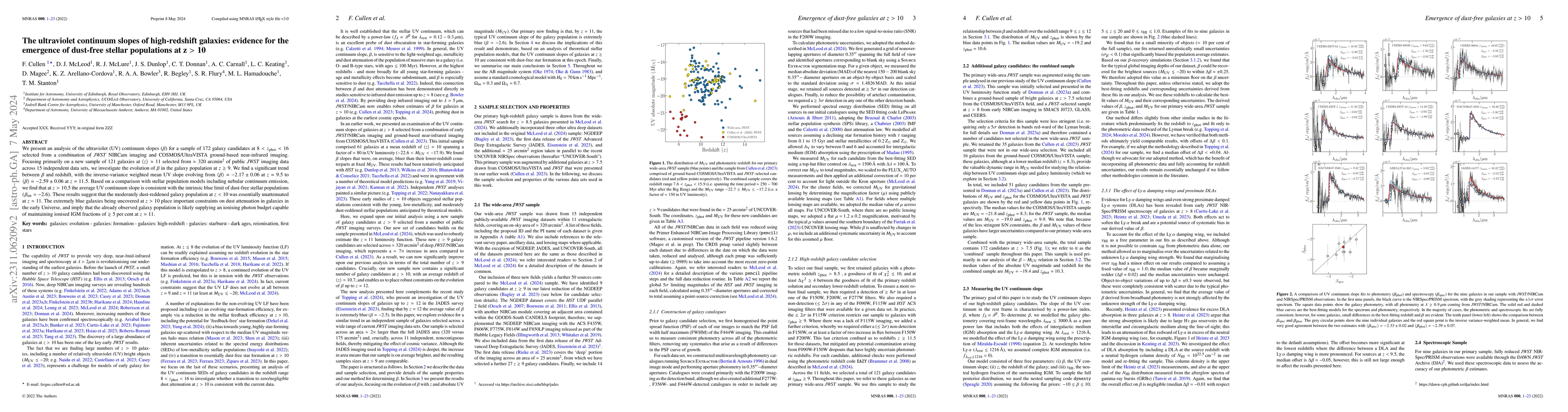 Thumbnail for The ultraviolet continuum slopes of high-redshift galaxies: evidence for
  the emergence of dust-free stellar populations at z > 10
