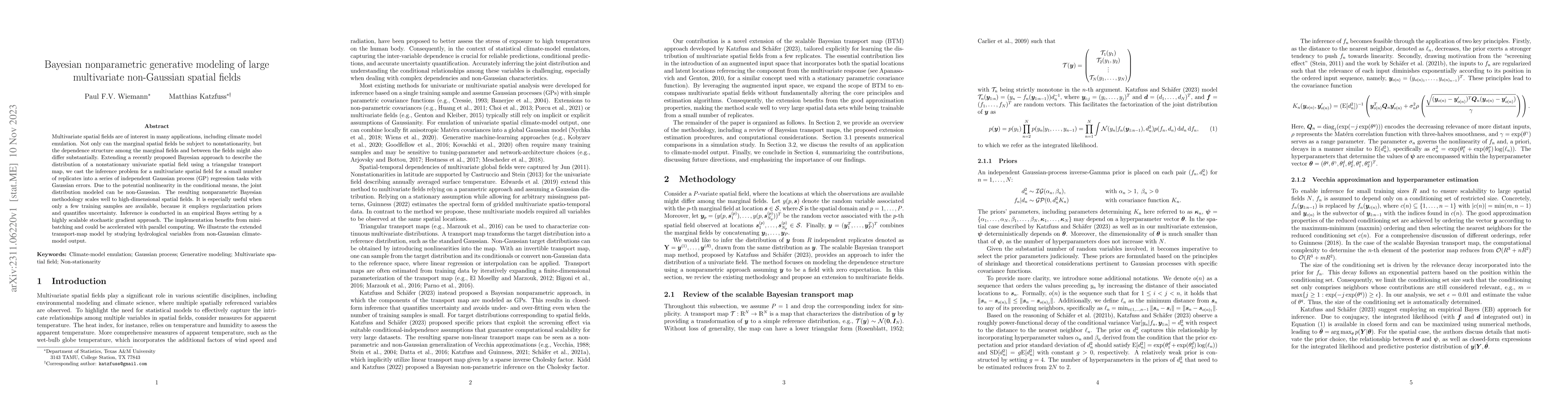 Thumbnail for Bayesian nonparametric generative modeling of large multivariate
  non-Gaussian spatial fields