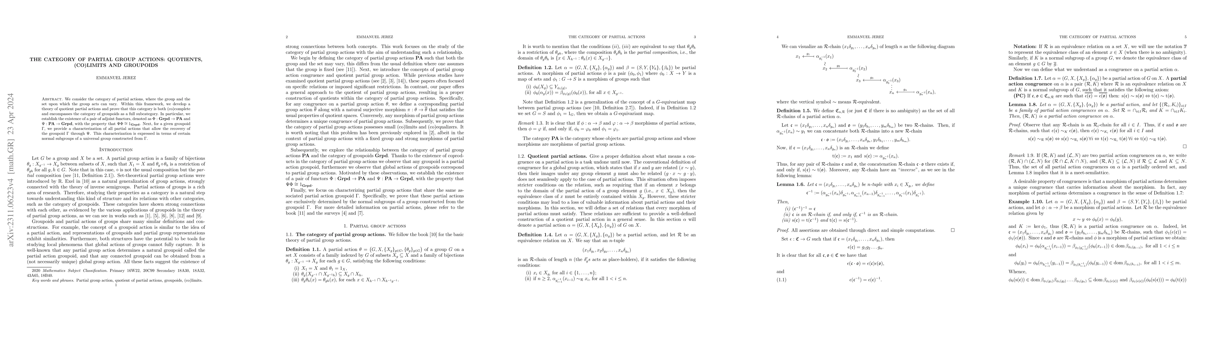 Thumbnail for The category of partial group actions: quotients, (co)limits and
  groupoids