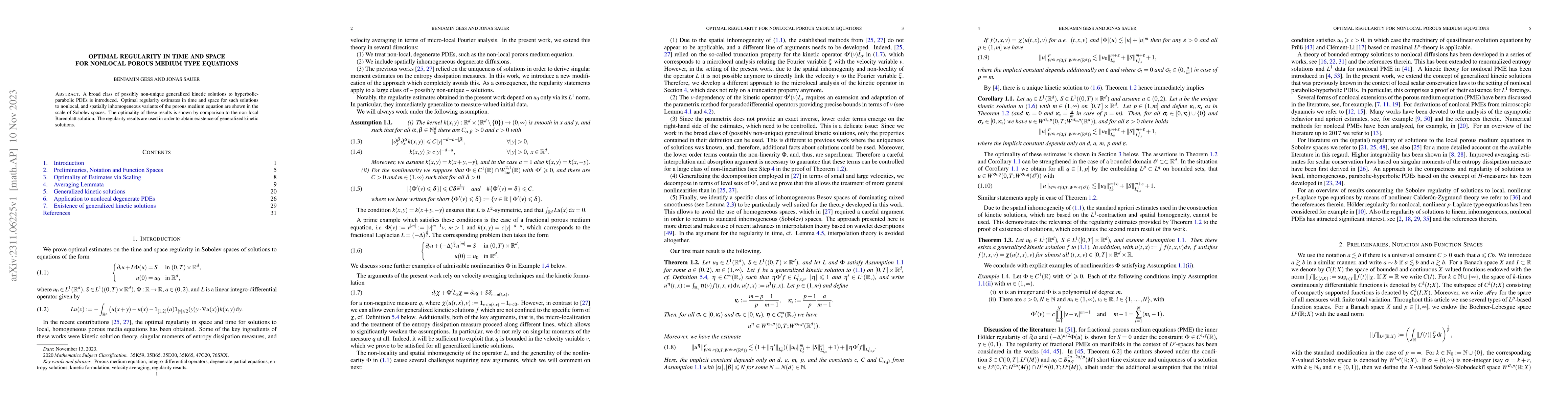Thumbnail for Optimal Regularity in Time and Space for Nonlocal Porous Medium Type
  Equations