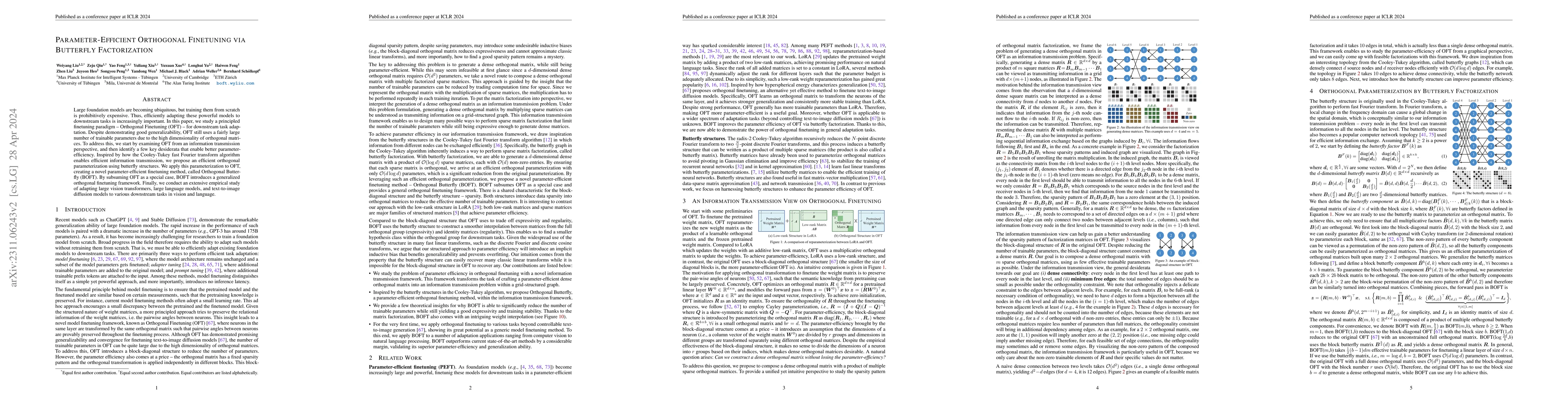 Thumbnail for Parameter-Efficient Orthogonal Finetuning via Butterfly Factorization
