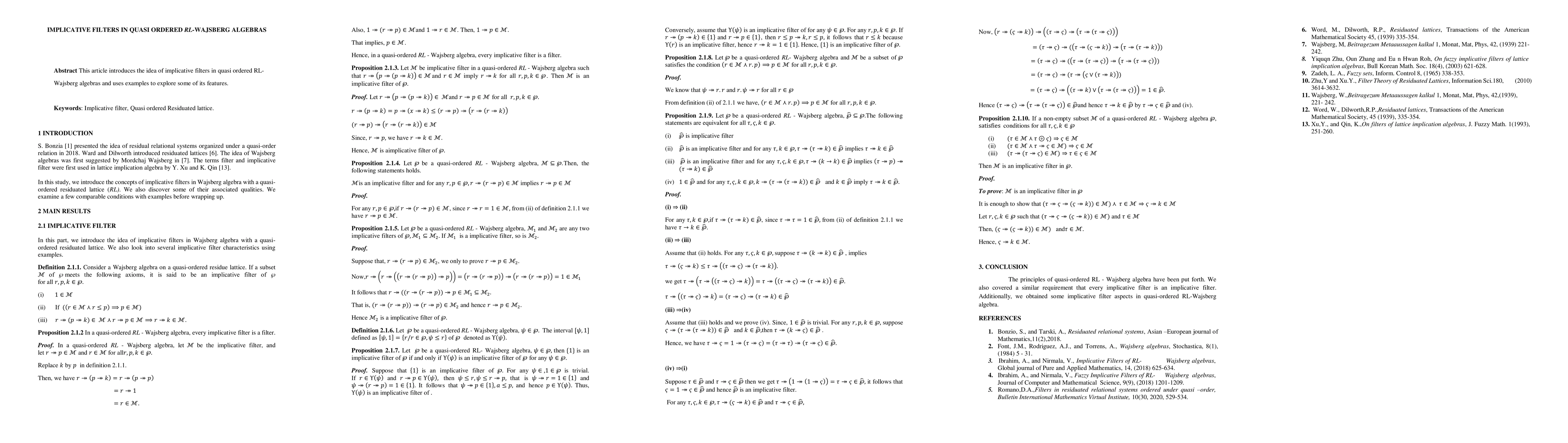 Thumbnail for Implicative Filters In Quasi Ordered RL-Wajsberg Algebras