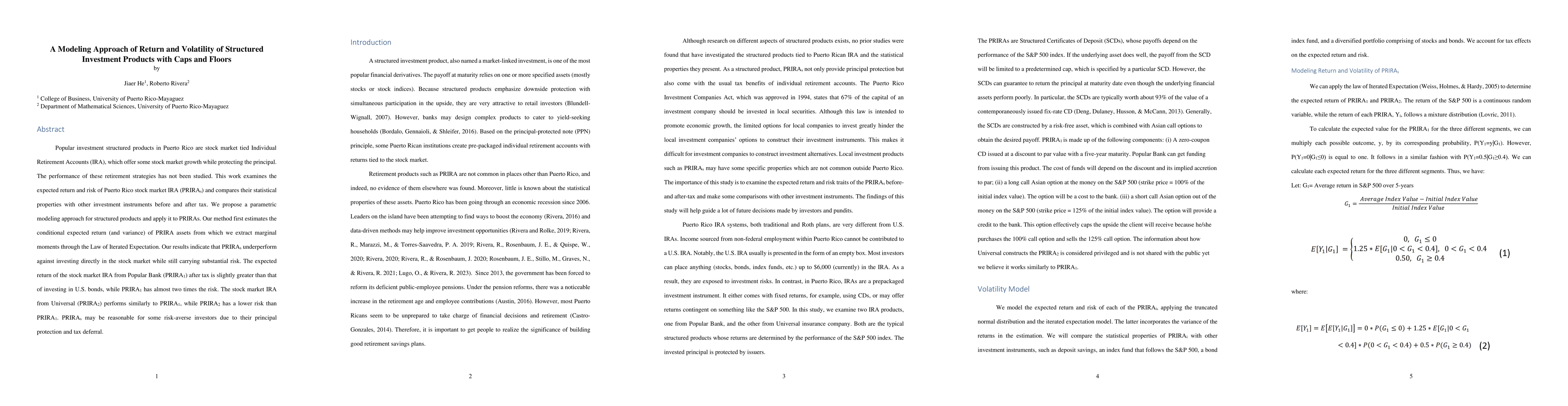 Thumbnail for A Modeling Approach of Return and Volatility of Structured Investment
  Products with Caps and Floors