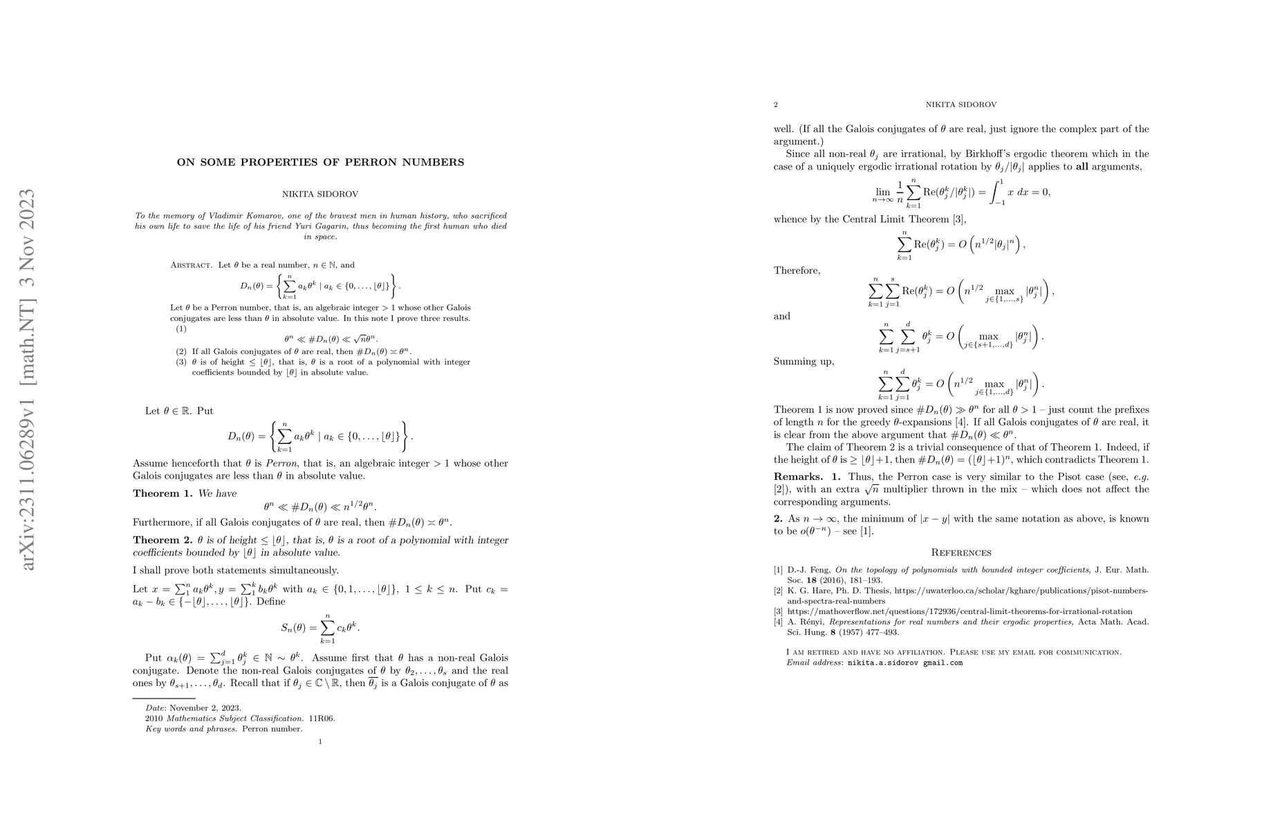 Thumbnail for On some properties of Perron numbers