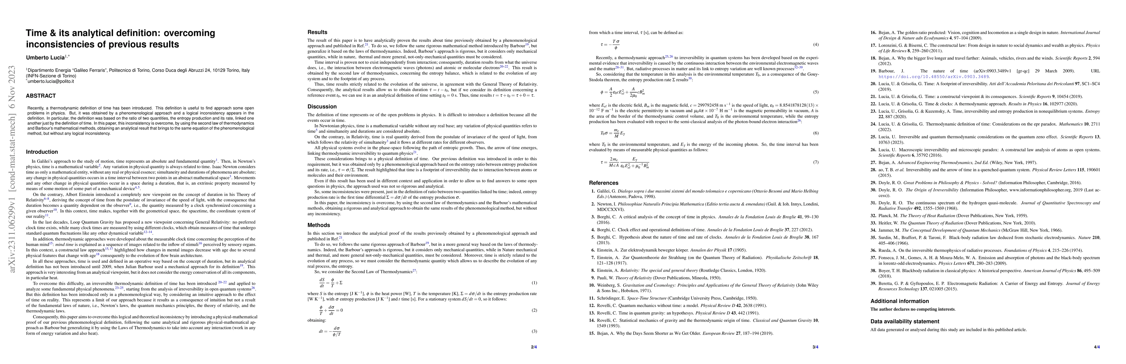 Thumbnail for Time & its analytical definition: overcoming inconsistencies of previous
  results