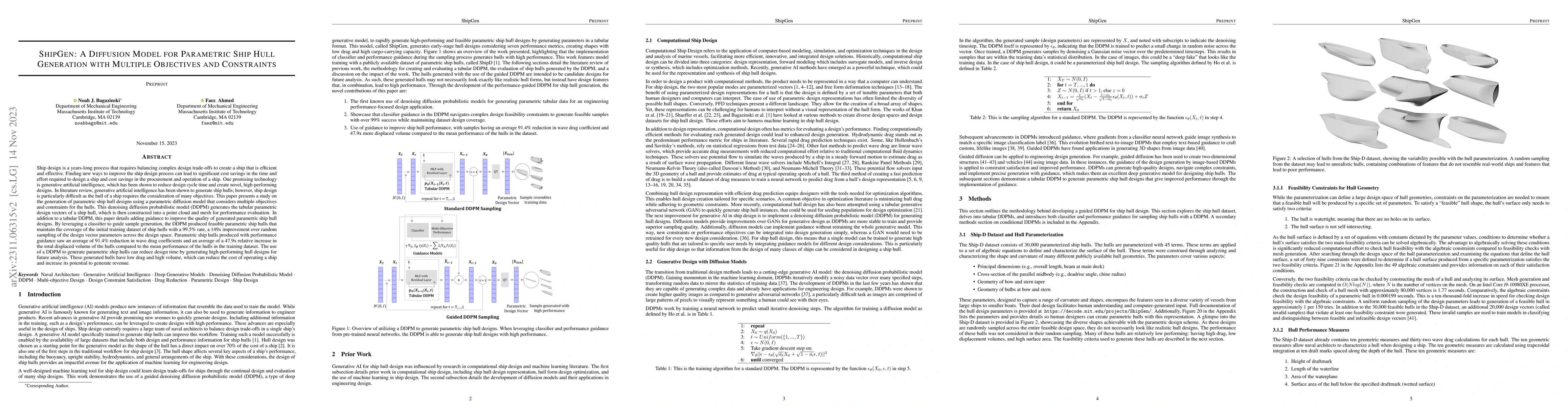 Thumbnail for ShipGen: A Diffusion Model for Parametric Ship Hull Generation with
  Multiple Objectives and Constraints