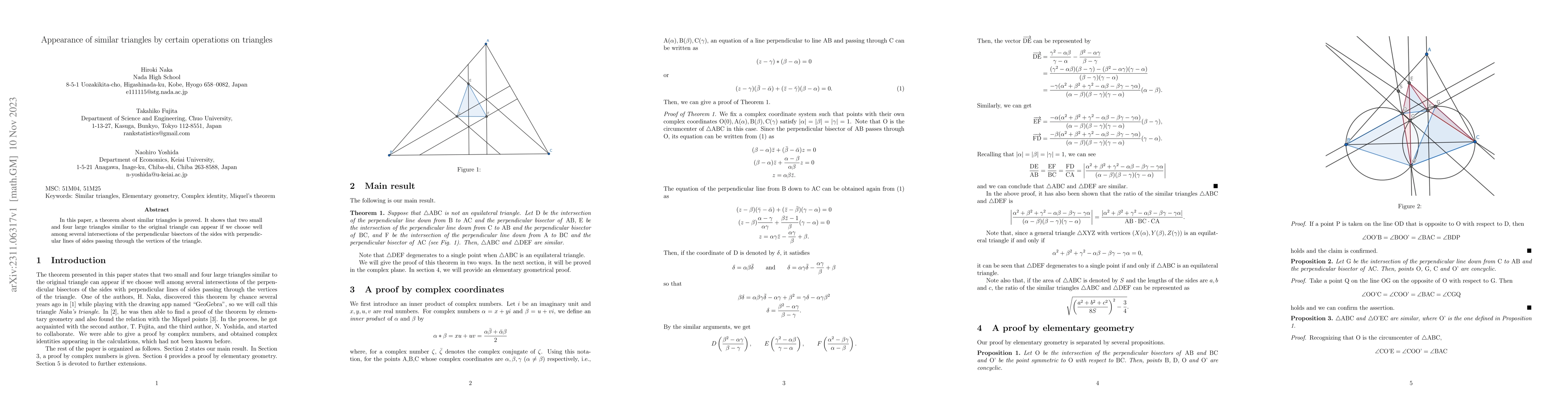 Thumbnail for Appearance of similar triangles by certain operations on triangles