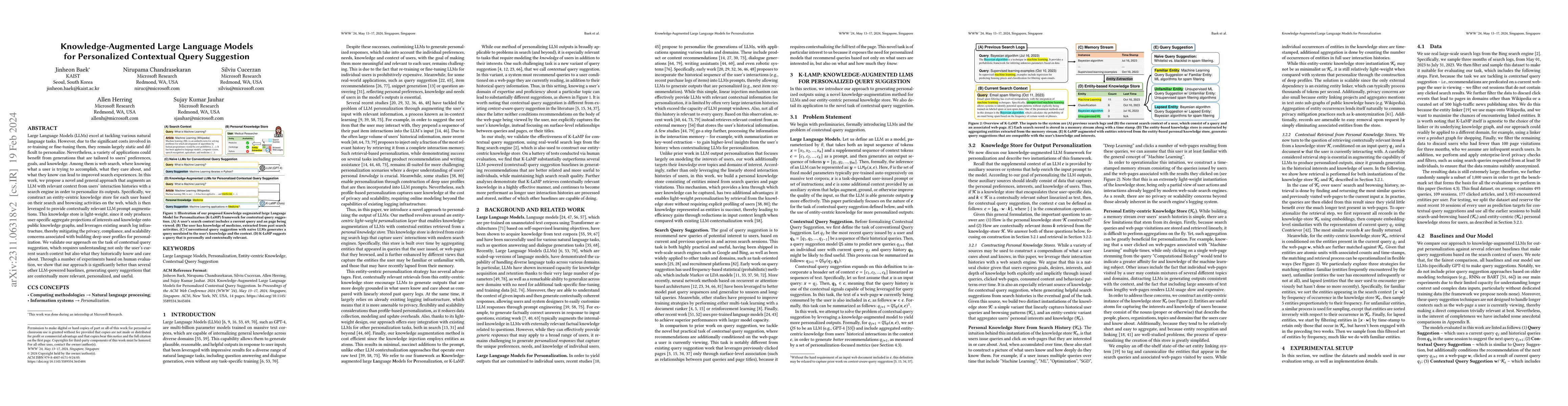 Thumbnail for Knowledge-Augmented Large Language Models for Personalized Contextual
  Query Suggestion