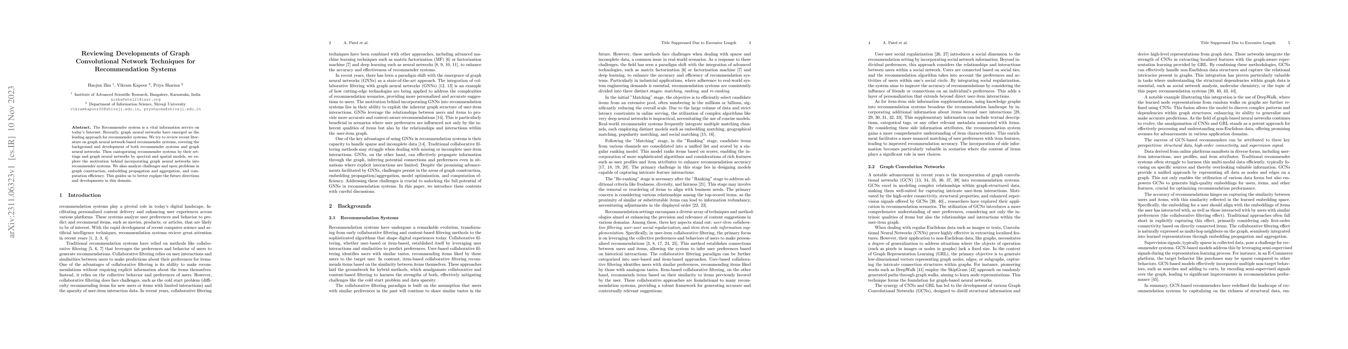 Thumbnail for Reviewing Developments of Graph Convolutional Network Techniques for
  Recommendation Systems