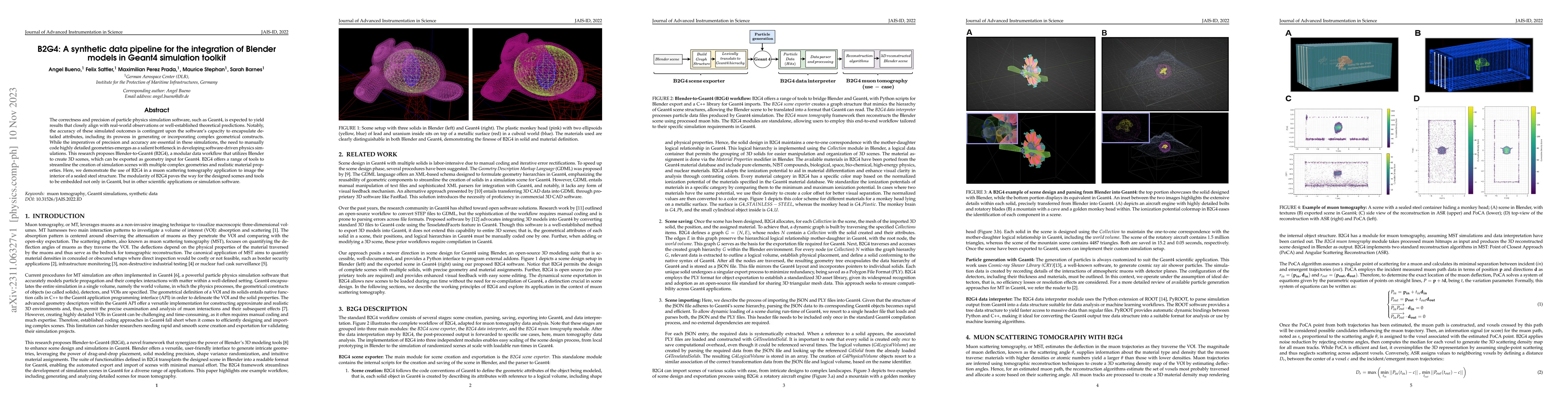 Thumbnail for B2G4: A synthetic data pipeline for the integration of Blender models in
  Geant4 simulation toolkit
