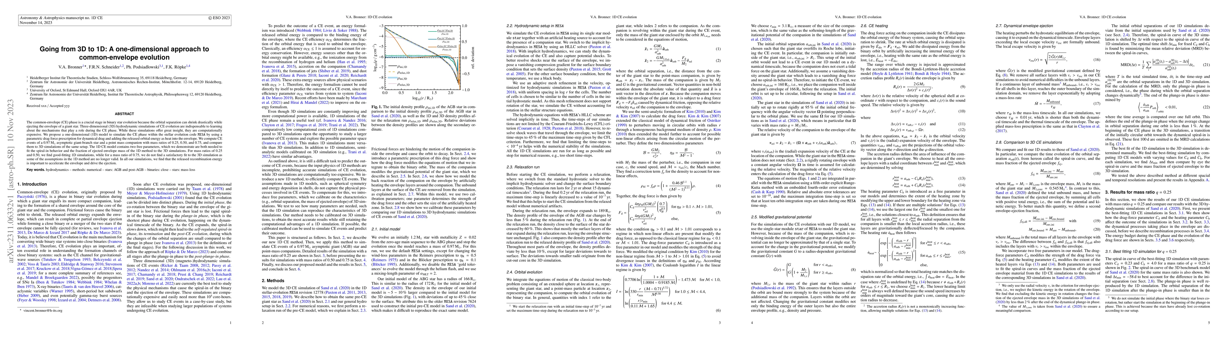 Thumbnail for Going from 3D to 1D: A one-dimensional approach to common-envelope
  evolution