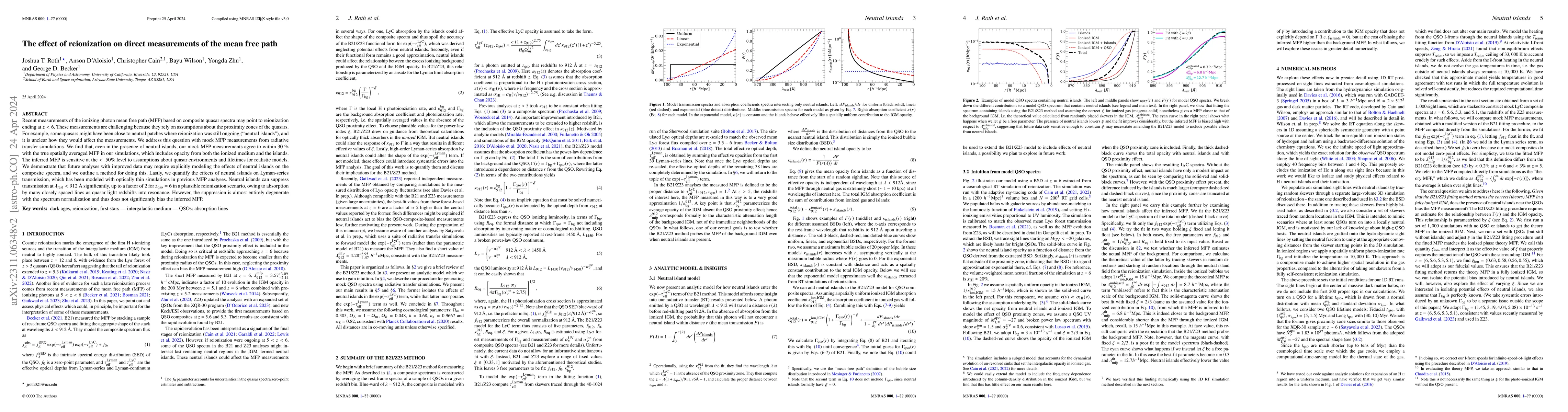 Thumbnail for The effect of reionization on direct measurements of the mean free path