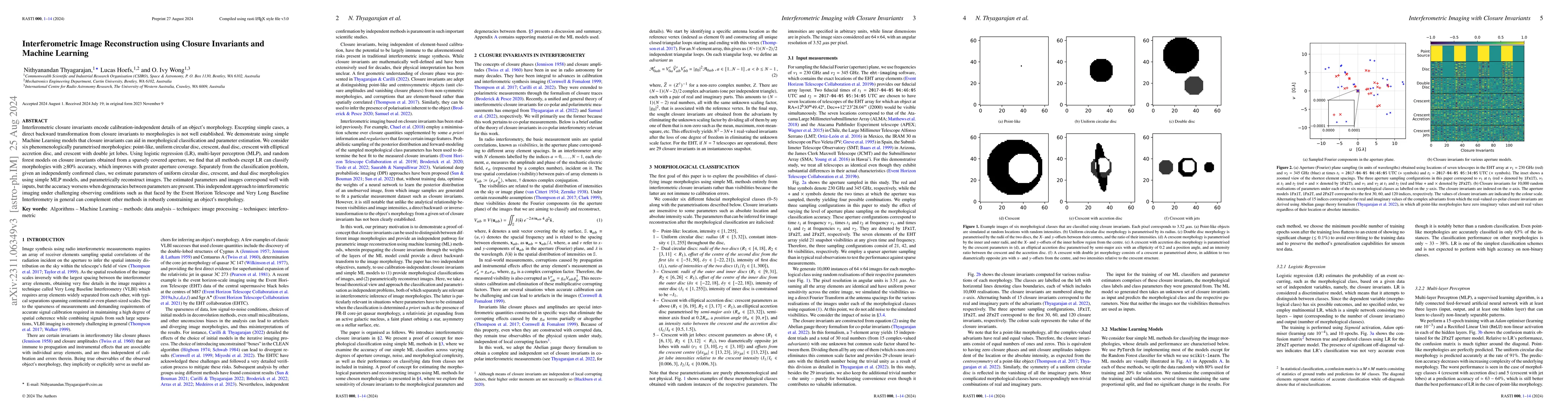 Thumbnail for Interferometric Image Reconstruction using Closure Invariants and
  Machine Learning