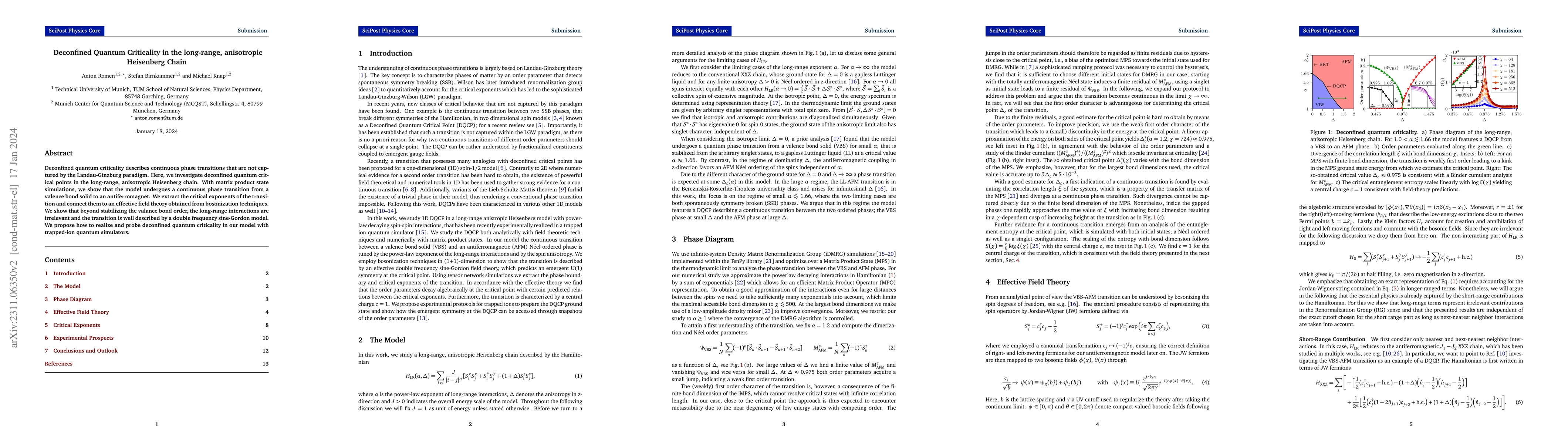 Thumbnail for Deconfined Quantum Criticality in the long-range, anisotropic Heisenberg
  Chain