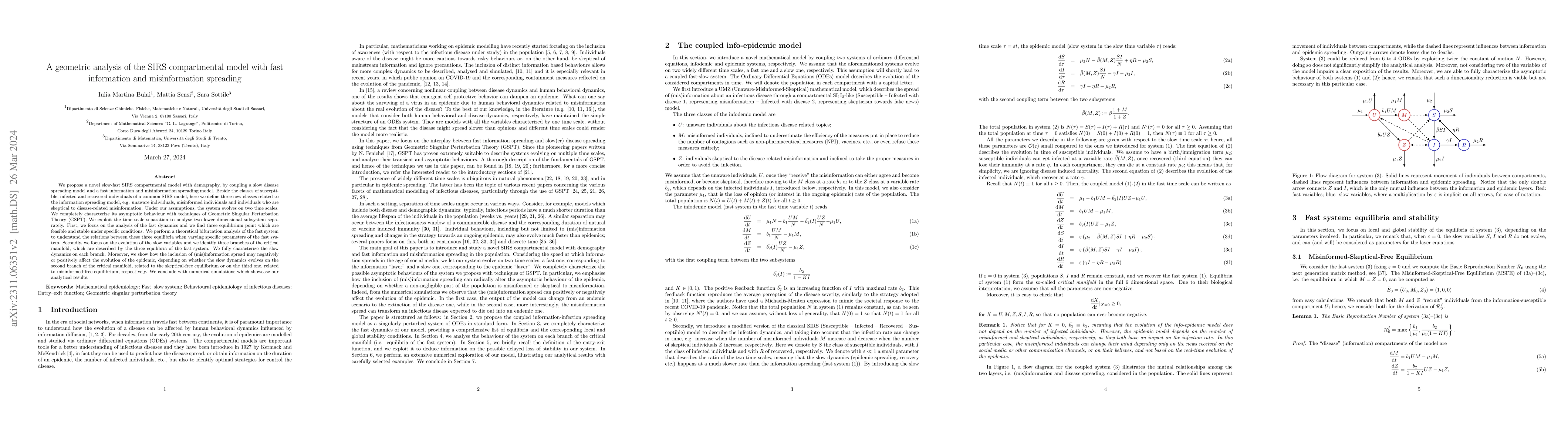 Thumbnail for A geometric analysis of the SIRS compartmental model with fast
  information and misinformation spreading