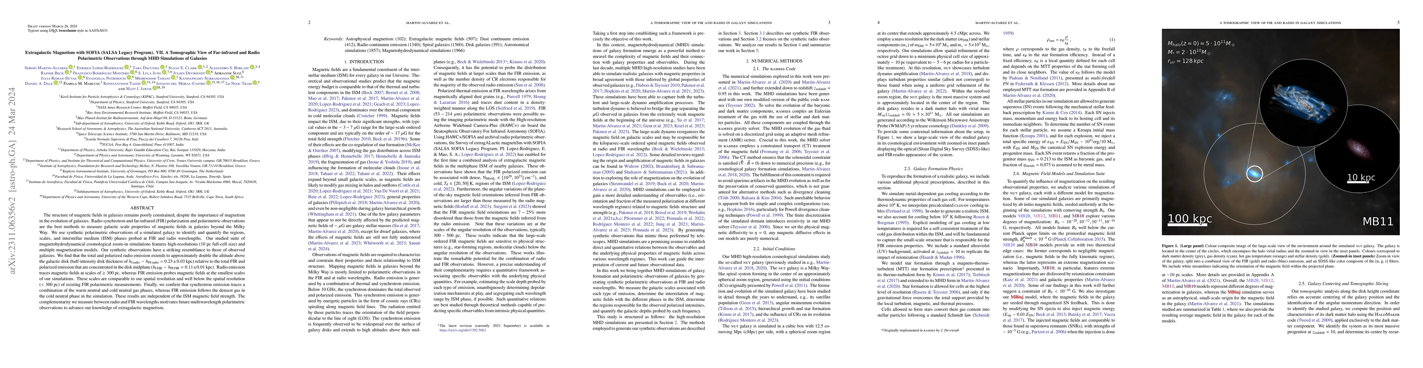 Thumbnail for Extragalactic Magnetism with SOFIA (SALSA Legacy Program). VII. A
  Tomographic View of Far-infrared and Radio Polarimetric Observations through
  MHD Simulations of Galaxies