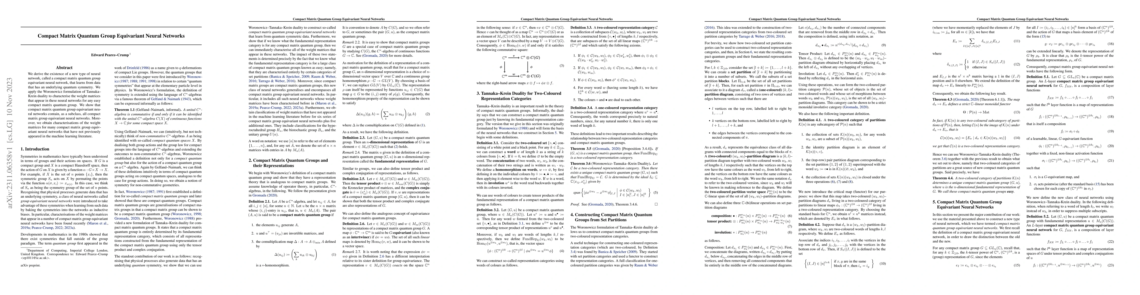Thumbnail for Compact Matrix Quantum Group Equivariant Neural Networks