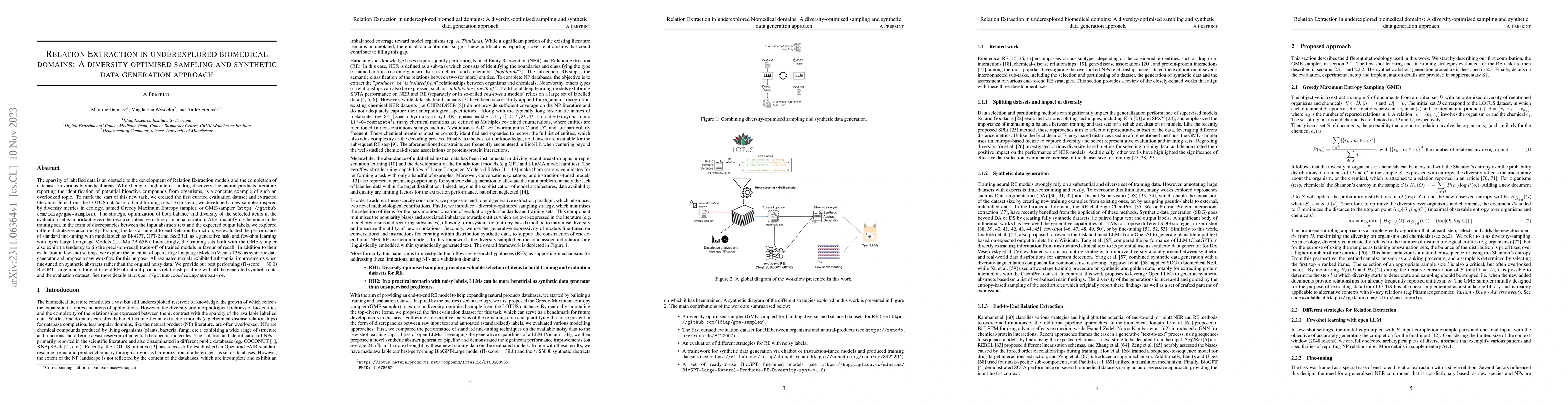 Thumbnail for Relation Extraction in underexplored biomedical domains: A
  diversity-optimised sampling and synthetic data generation approach