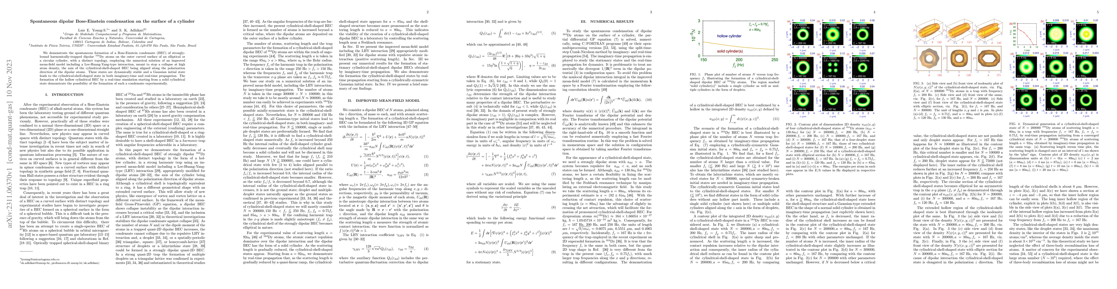 Thumbnail for Spontaneous dipolar Bose-Einstein condensation on the surface of a
  cylinder