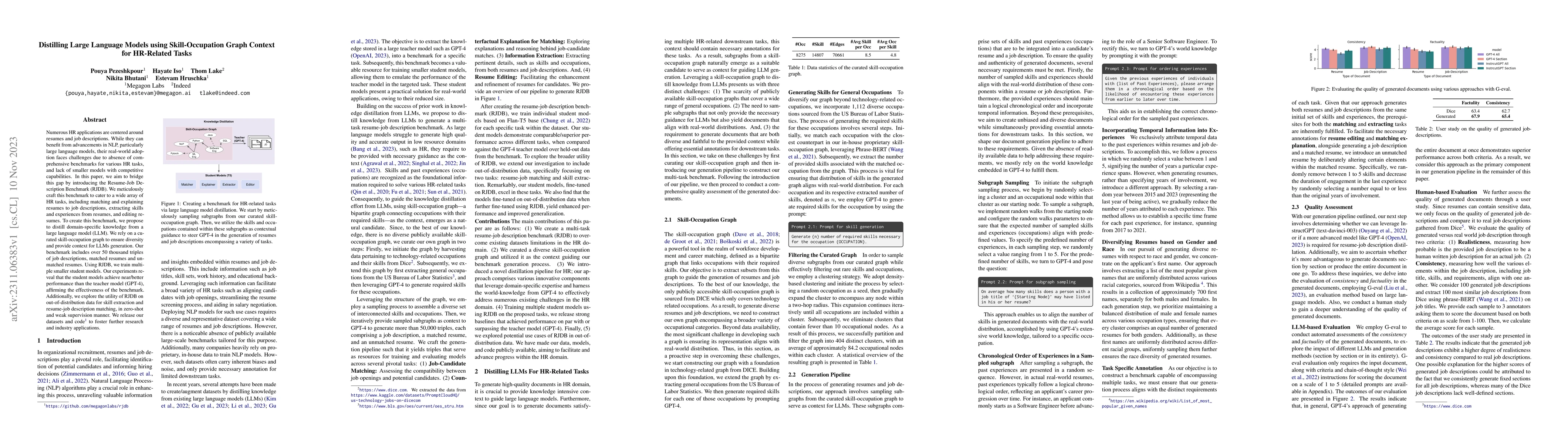 Thumbnail for Distilling Large Language Models using Skill-Occupation Graph Context
  for HR-Related Tasks