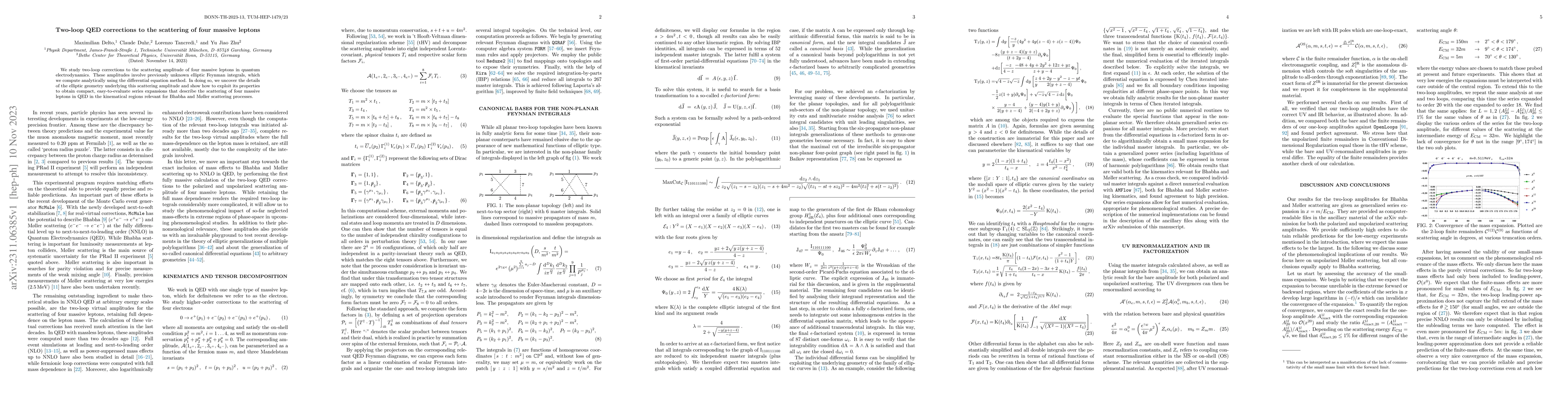 Thumbnail for Two-loop QED corrections to the scattering of four massive leptons