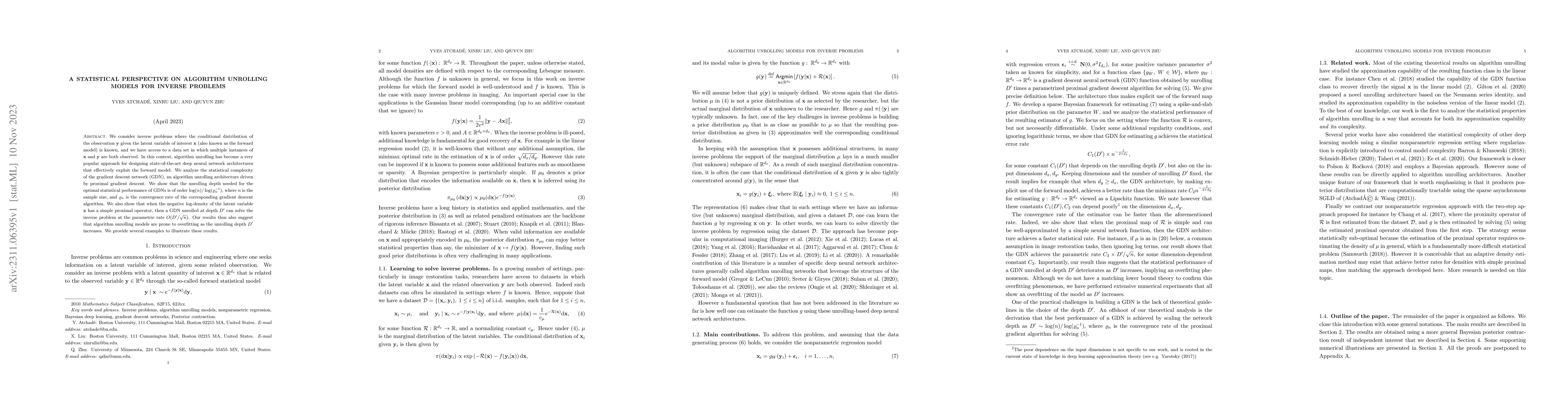 Thumbnail for A statistical perspective on algorithm unrolling models for inverse
  problems