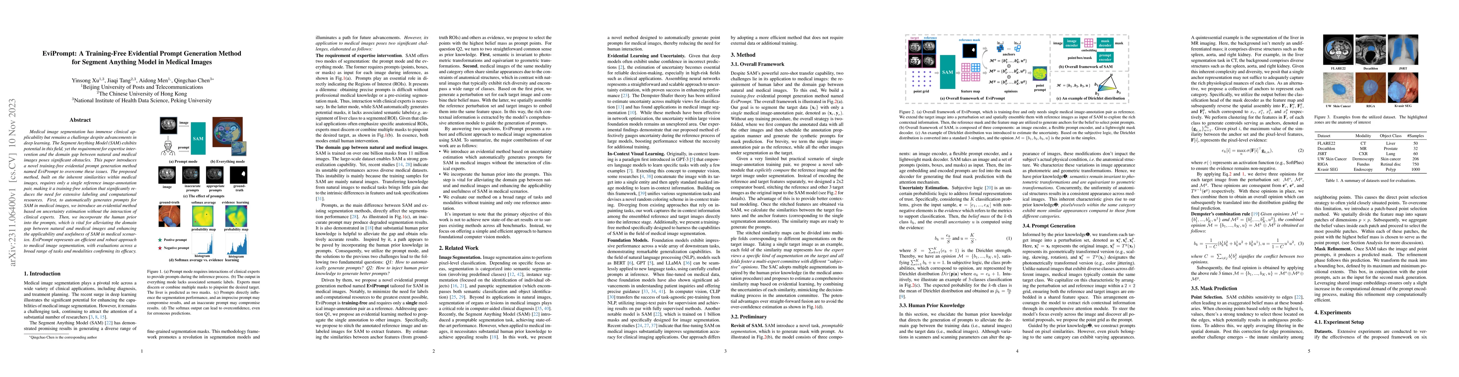 Thumbnail for EviPrompt: A Training-Free Evidential Prompt Generation Method for
  Segment Anything Model in Medical Images