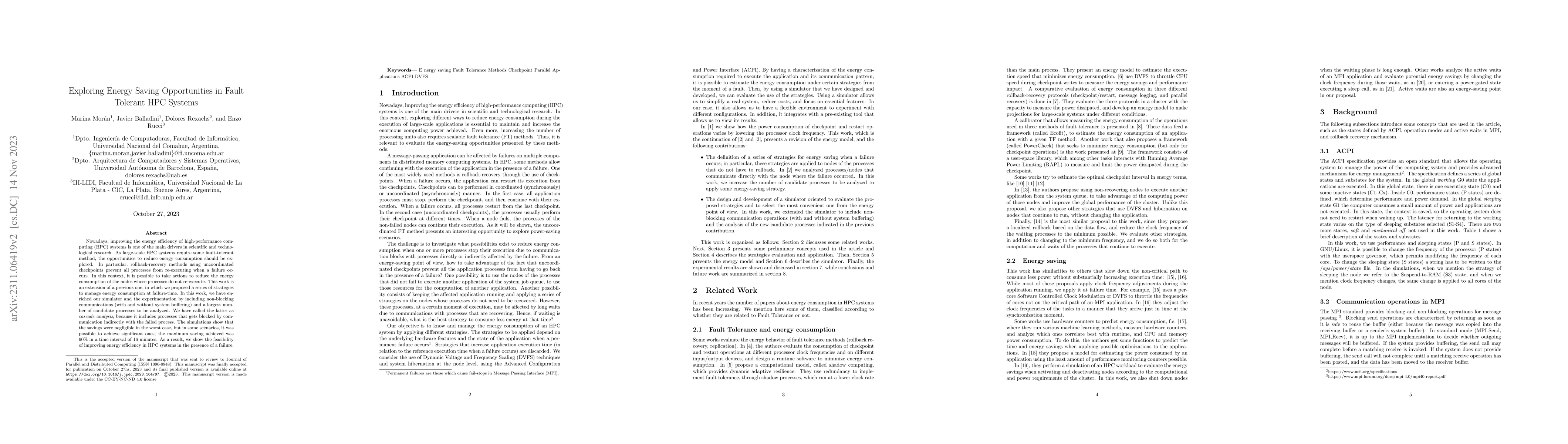 Thumbnail for Exploring Energy Saving Opportunities in Fault Tolerant HPC Systems