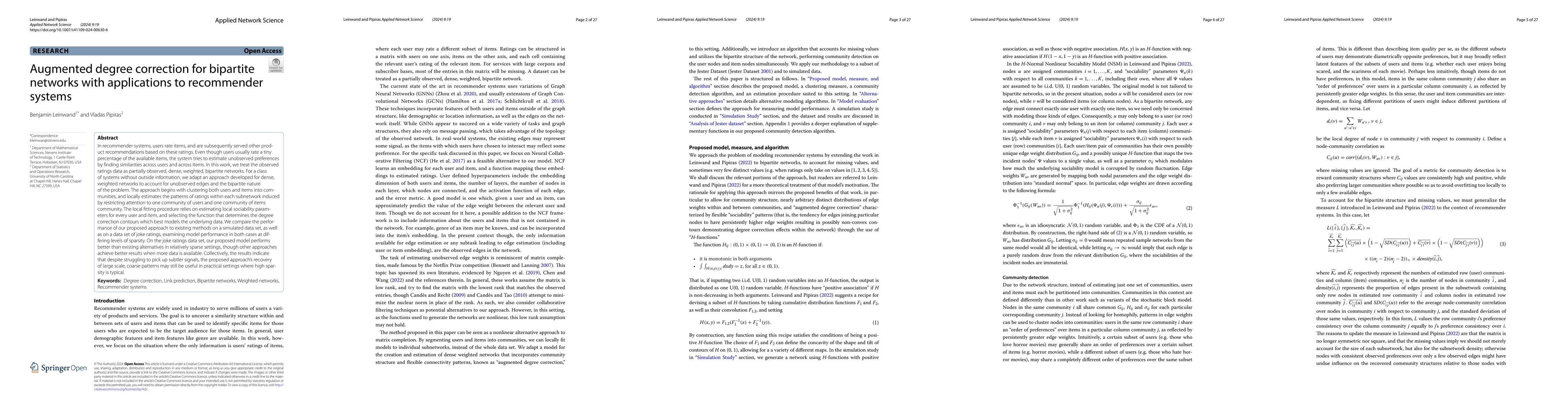 Thumbnail for Augmented Degree Correction for Bipartite Networks with Applications to
  Recommender Systems