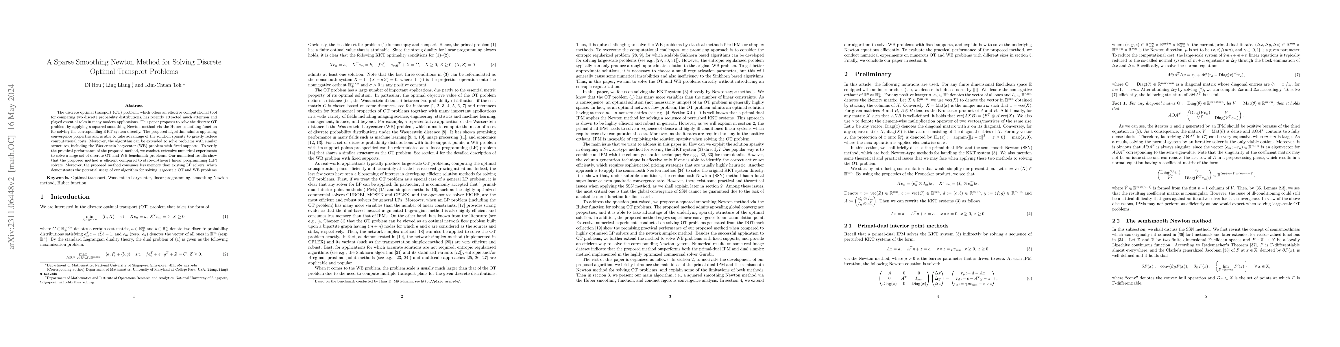 Thumbnail for A Sparse Smoothing Newton Method for Solving Discrete Optimal Transport
  Problems