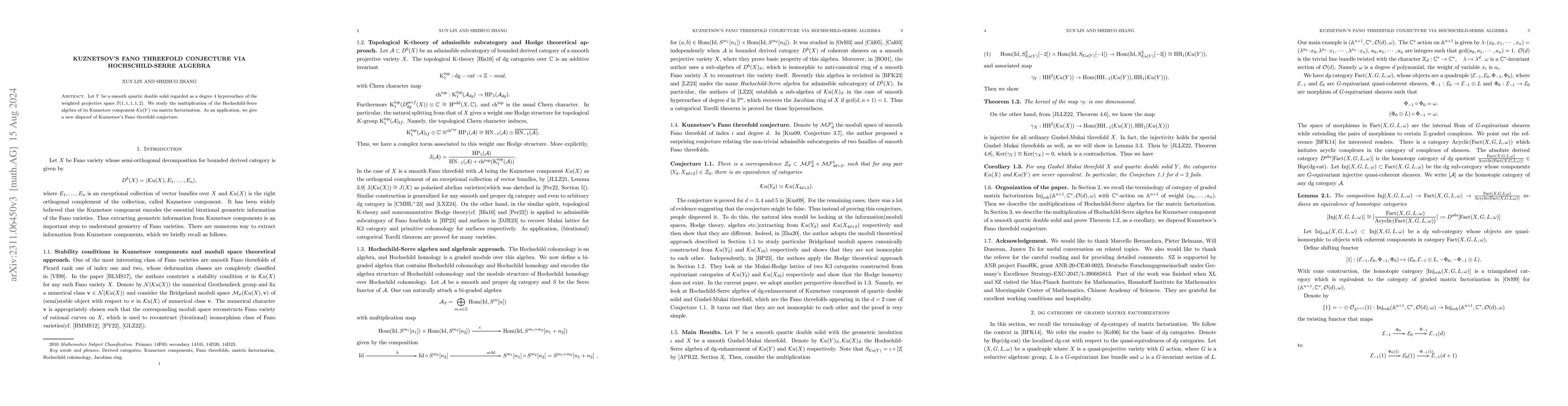 Thumbnail for Kuznetsov's Fano threefold conjecture via Hochschild-Serre algebra