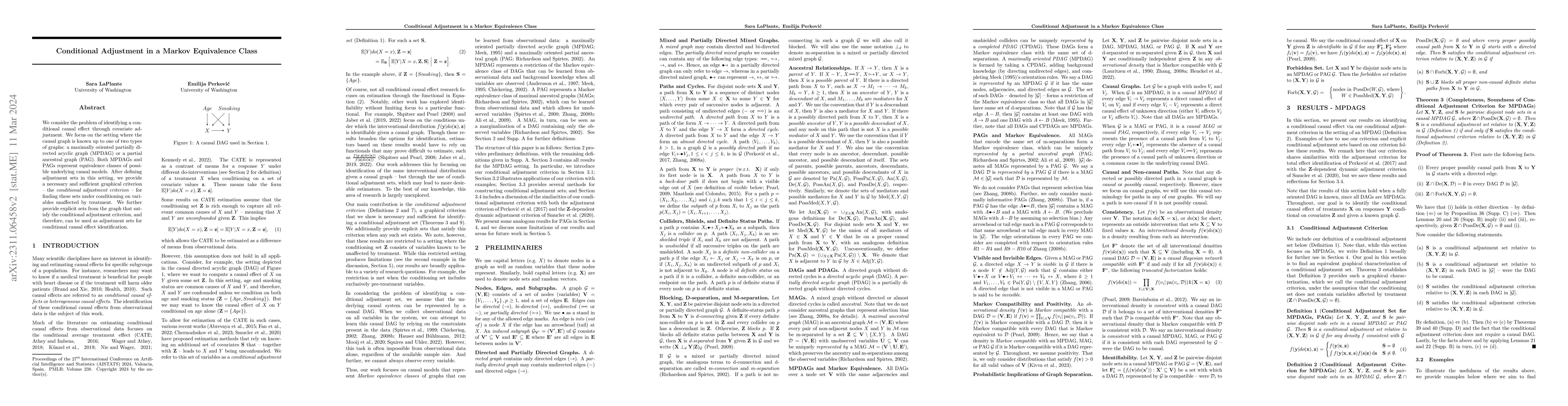 Thumbnail for Conditional Adjustment in a Markov Equivalence Class