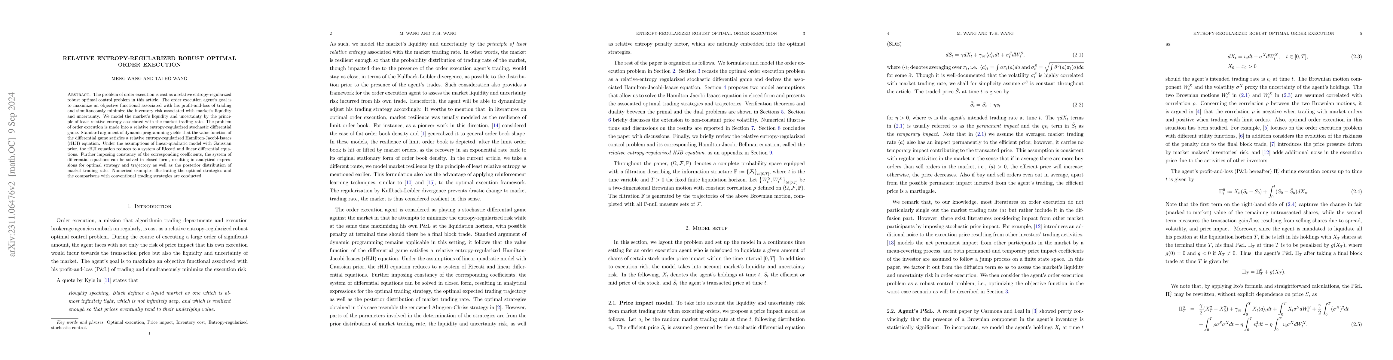Thumbnail for Relative entropy-regularized robust optimal order execution