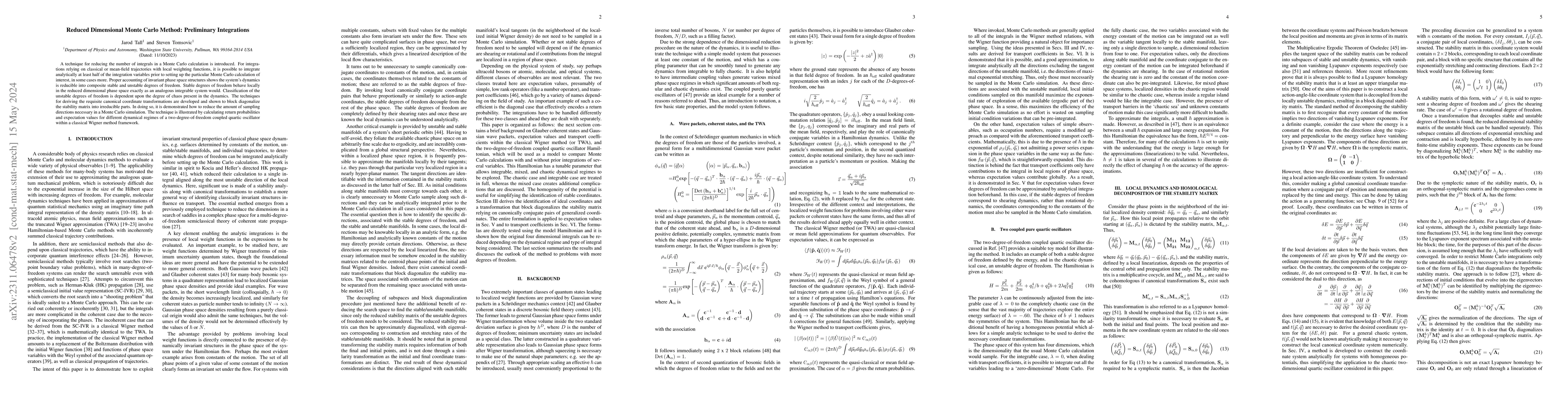 Thumbnail for Reduced Dimensional Monte Carlo Method: Preliminary Integrations