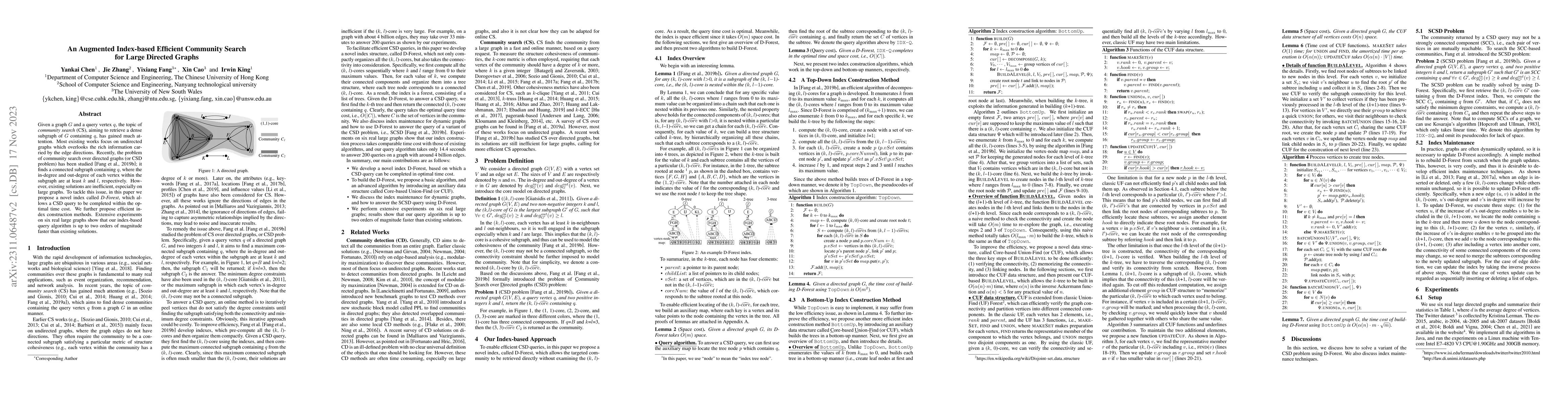 Thumbnail for An Augmented Index-based Efficient Community Search for Large Directed
  Graphs